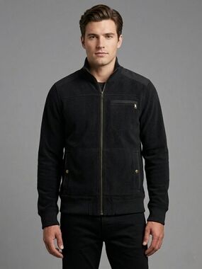 Banana Republic Black Fleece Full Zip Moto Jacket S Gorpcore Minimalist Utility